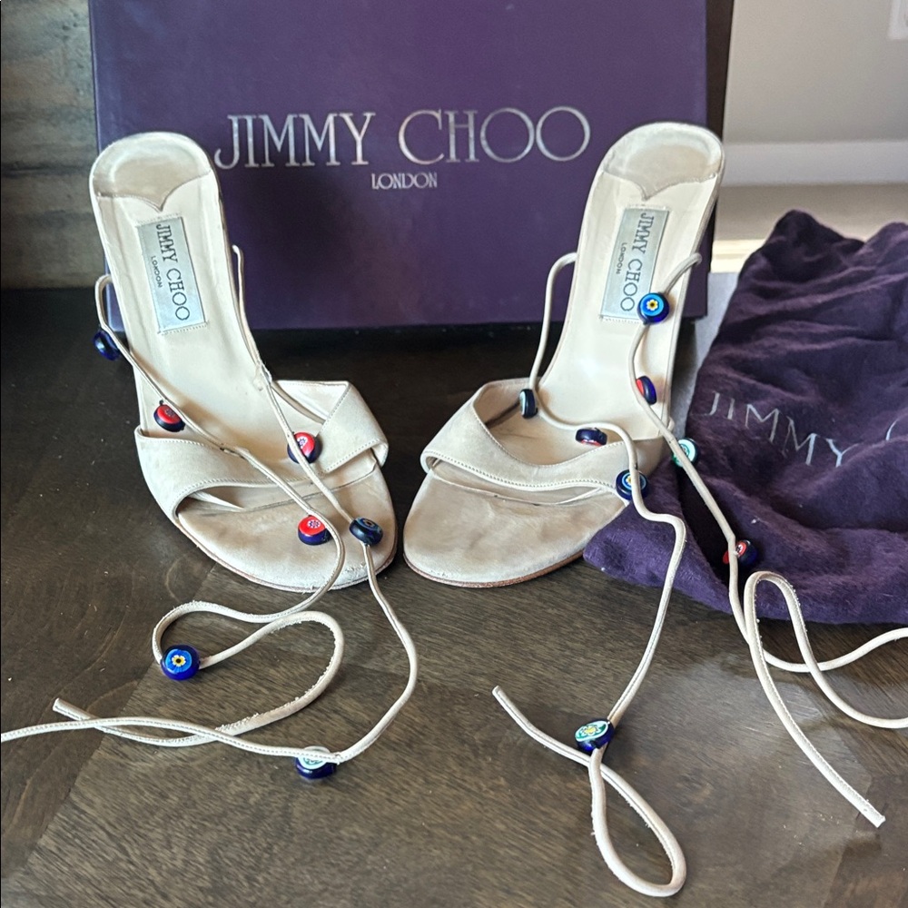 Jimmy Choo Beige Strappy Sandals